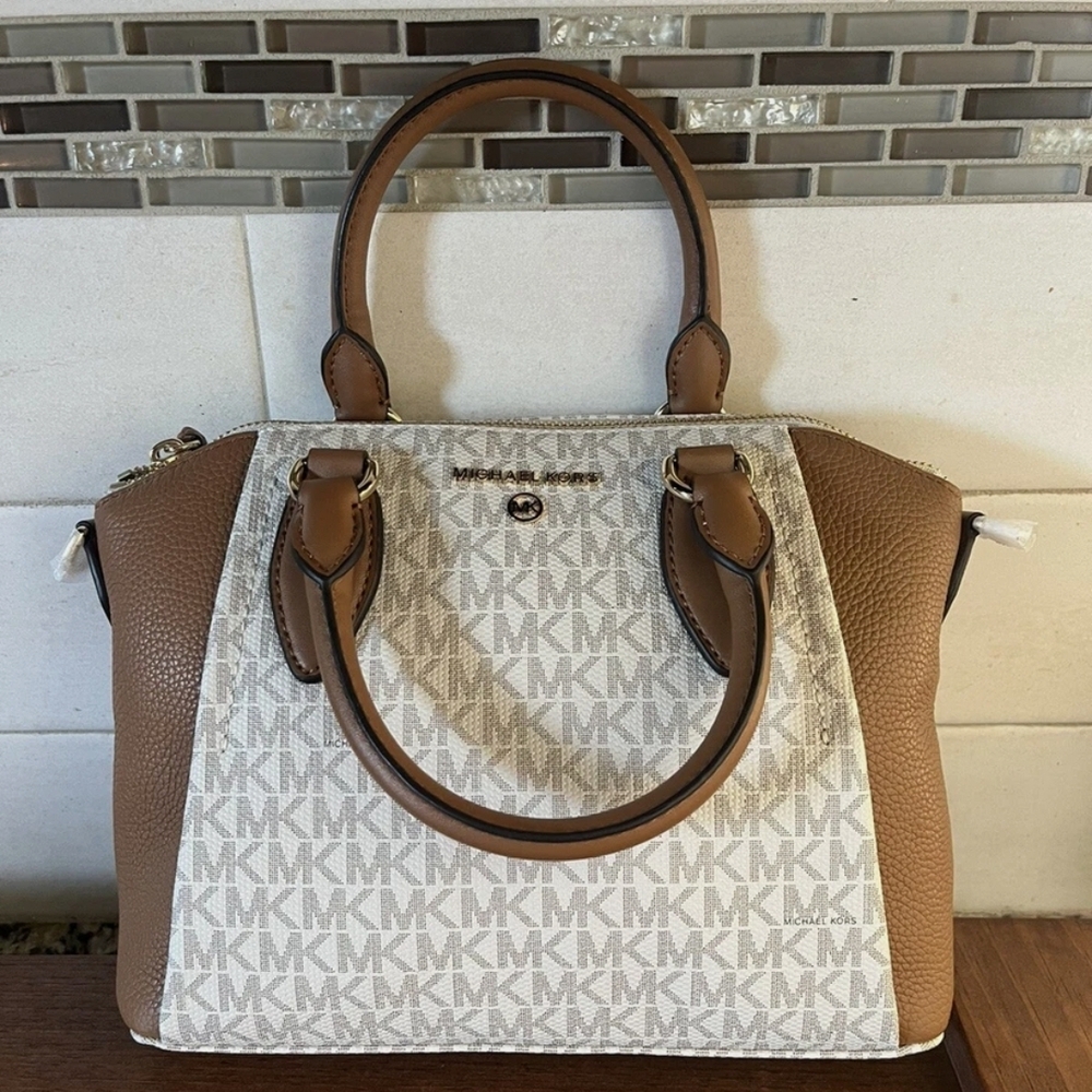 Michael Kors Brown and Cream Signature Tote Bag
